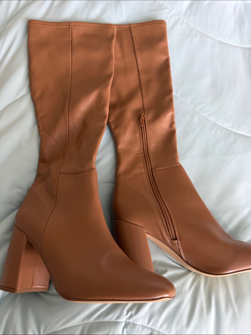 Women's Mid-Calf Block Heel Boots - Brown